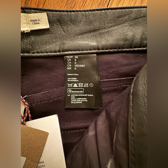 Isabel Marant for H&M black leather pants side ties 6 NWT - Picture 5 of 5